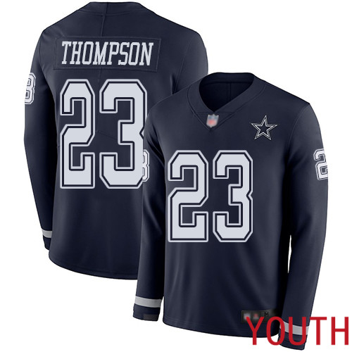 Youth Dallas Cowboys Limited Navy Blue Darian Thompson #23 Therma Long Sleeve NFL Jersey->youth nfl jersey->Youth Jersey